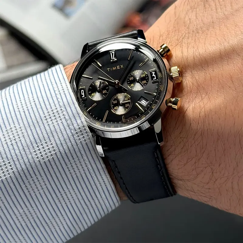 Timex Marlin® Chronograph Tachymeter Black Dial Men's Watch- TW2W51500